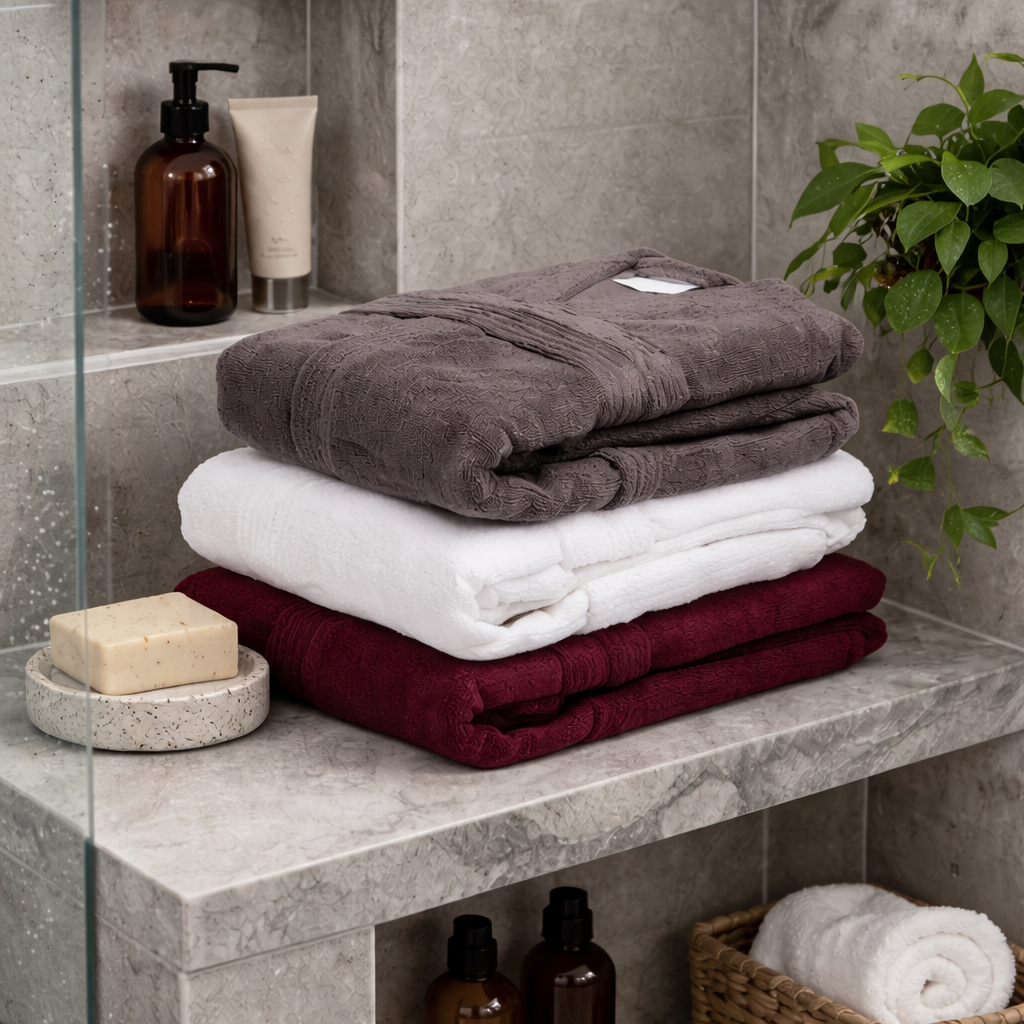 Hommikumantel M/L, 100% puuvill, hall