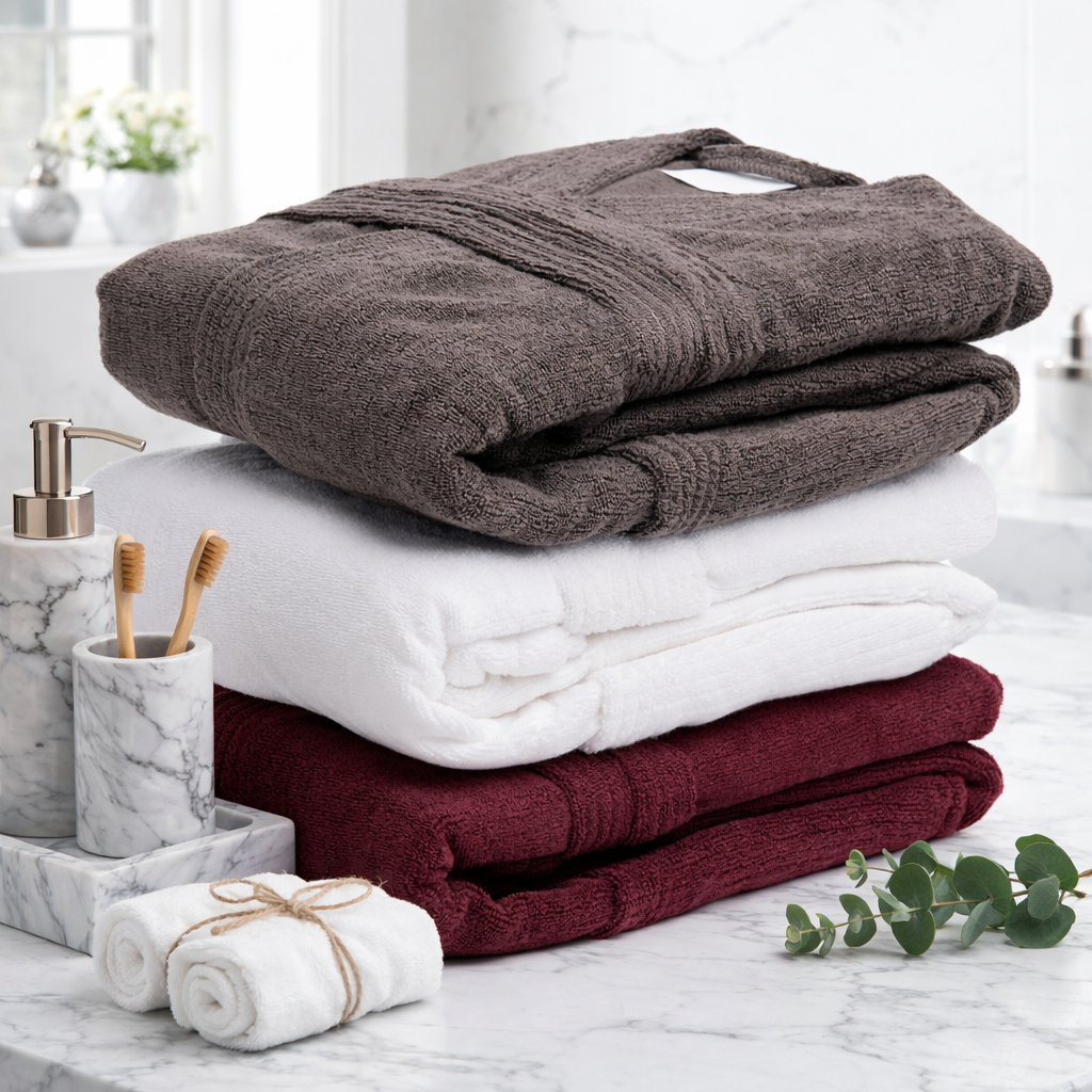 Hommikumantel M/L, 100% puuvill, valge