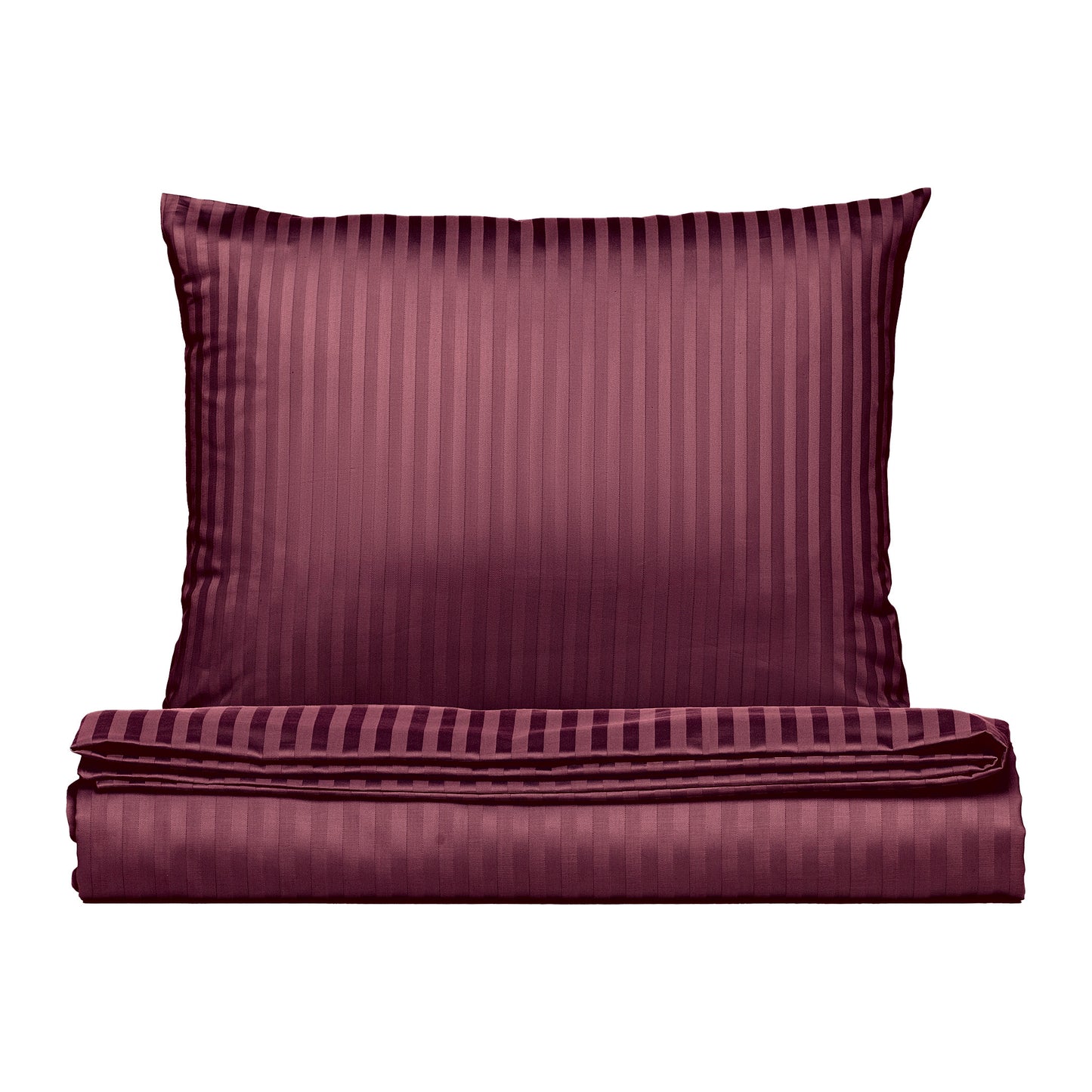 PHB Silky Satin triipsatiinist voodipesukomplekt Burgundy 150x210/50x60