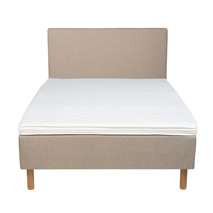 Frame bed Rahu 140x200 beige with headboard
