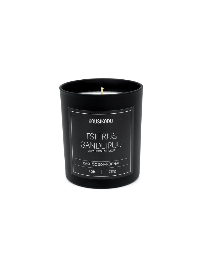 Soy Wax Candle Citrus Sandalwood matte black 210g