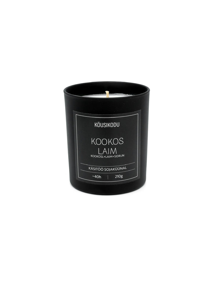 Soy Wax Candle Coconut Lime matte black 210g
