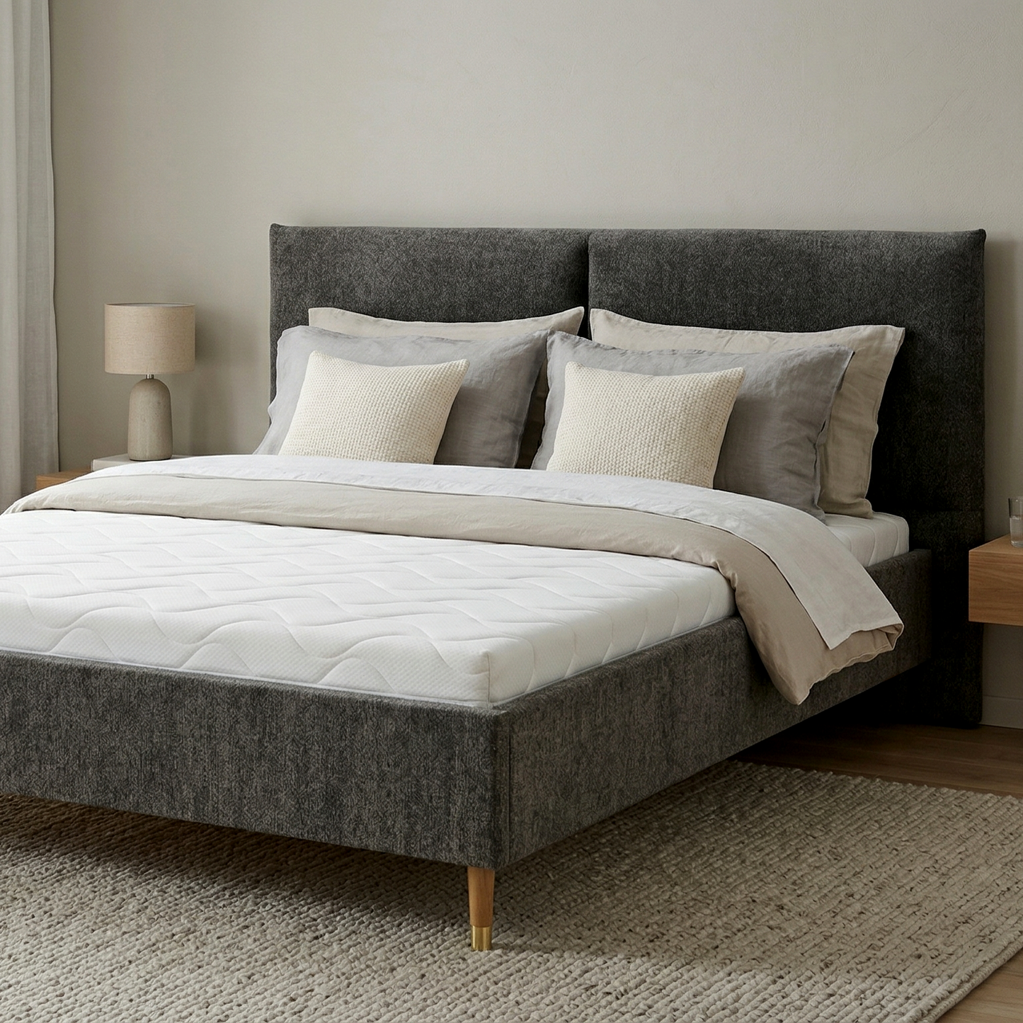 Set Upholstered Bed Frame Mira Comfort+ Raven 15 140x200