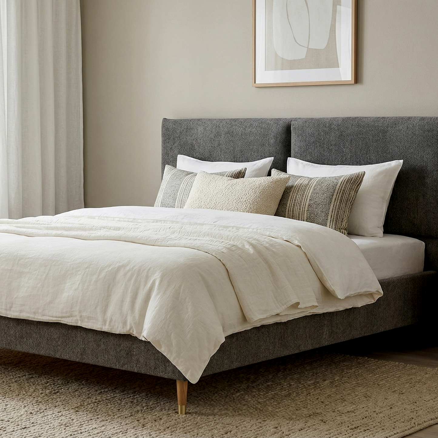 Set Upholstered Bed Frame Mira Comfort+ Raven 15 140x200