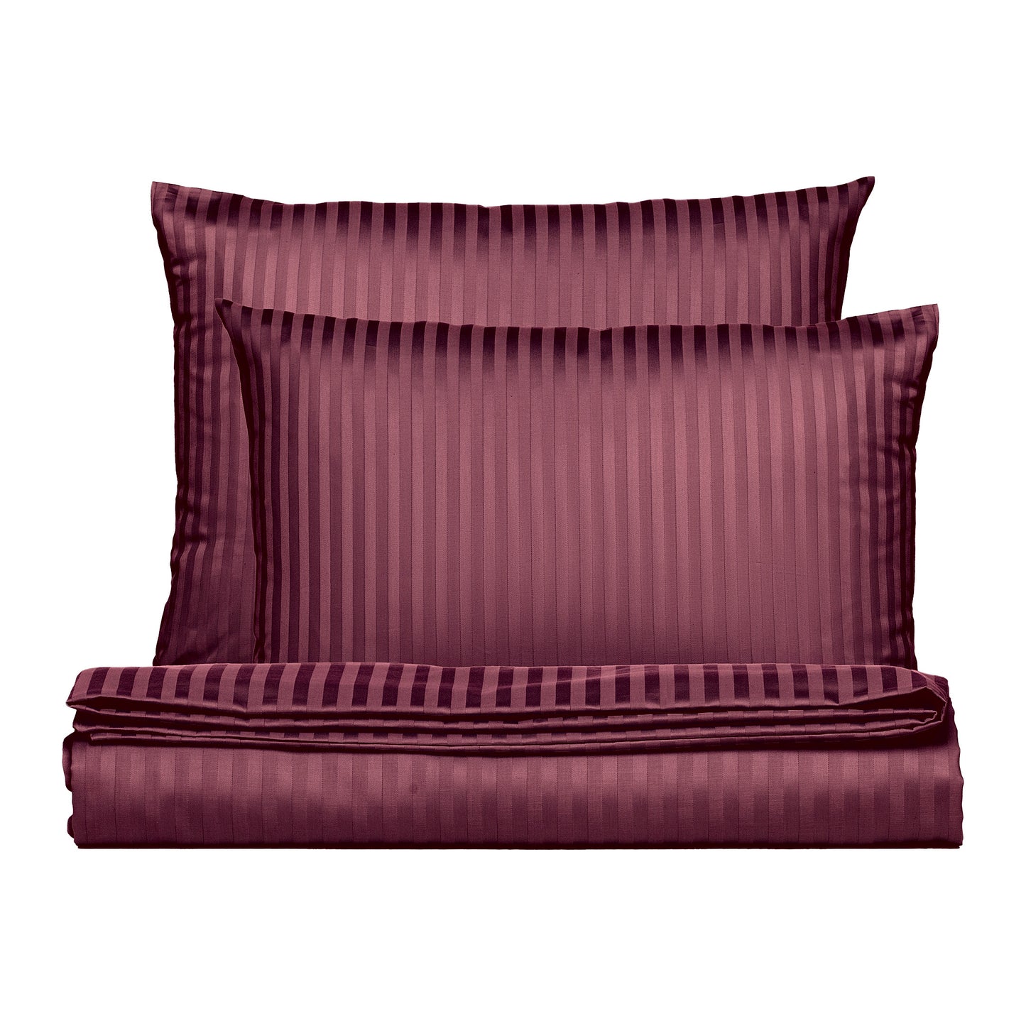 PHB Silky Satin triipsatiinist voodipesukomplekt Burgundy 200x220/50x60x2