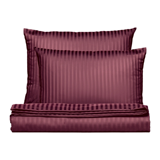 PHB Silky Satin triipsatiinist voodipesukomplekt Burgundy 220x240/50x70x2