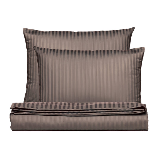 PHB Silky Satin triipsatiinist voodipesukomplekt Cacao 200x220/50x60x2